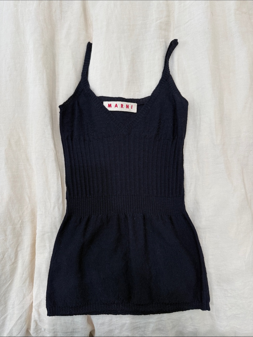 Marni  Dark Navy Ribbed Knit Cami